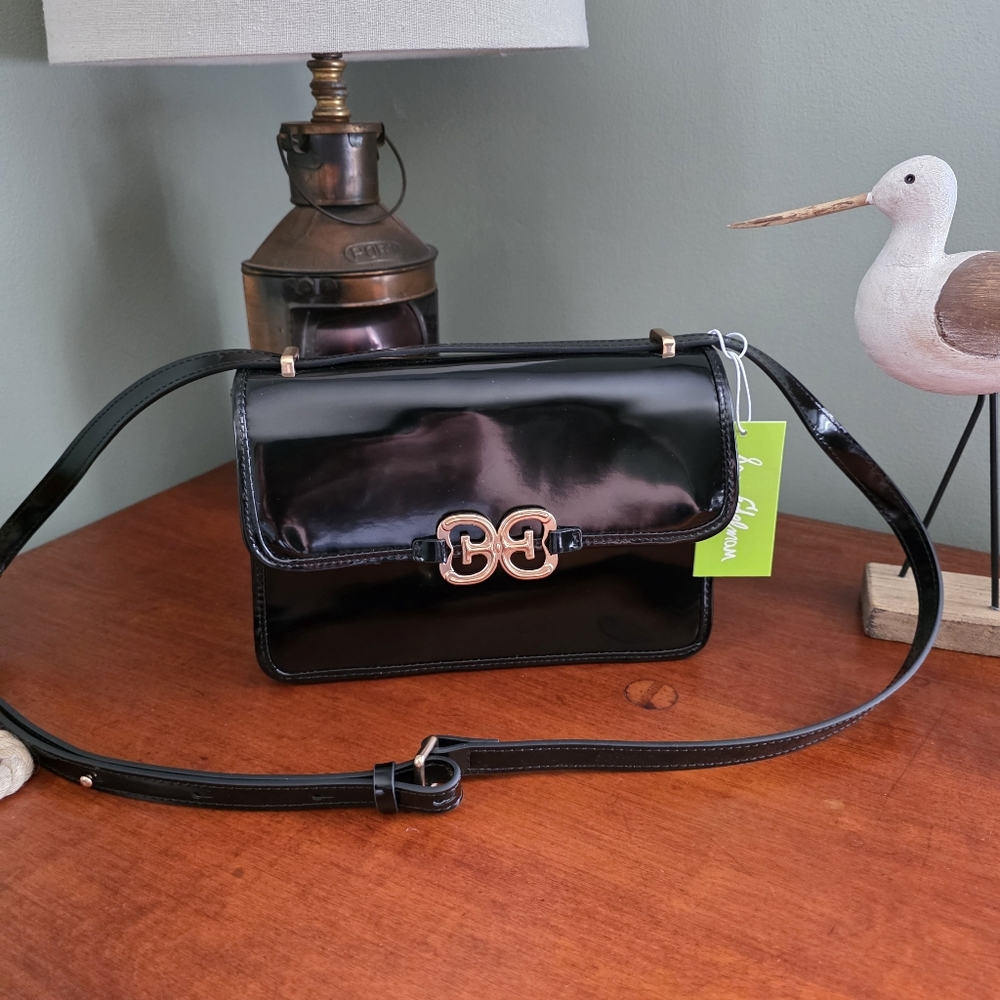 Sam Edelman Christy NWT Black Patent Leather Convertible Shoulder Crossbody Bag